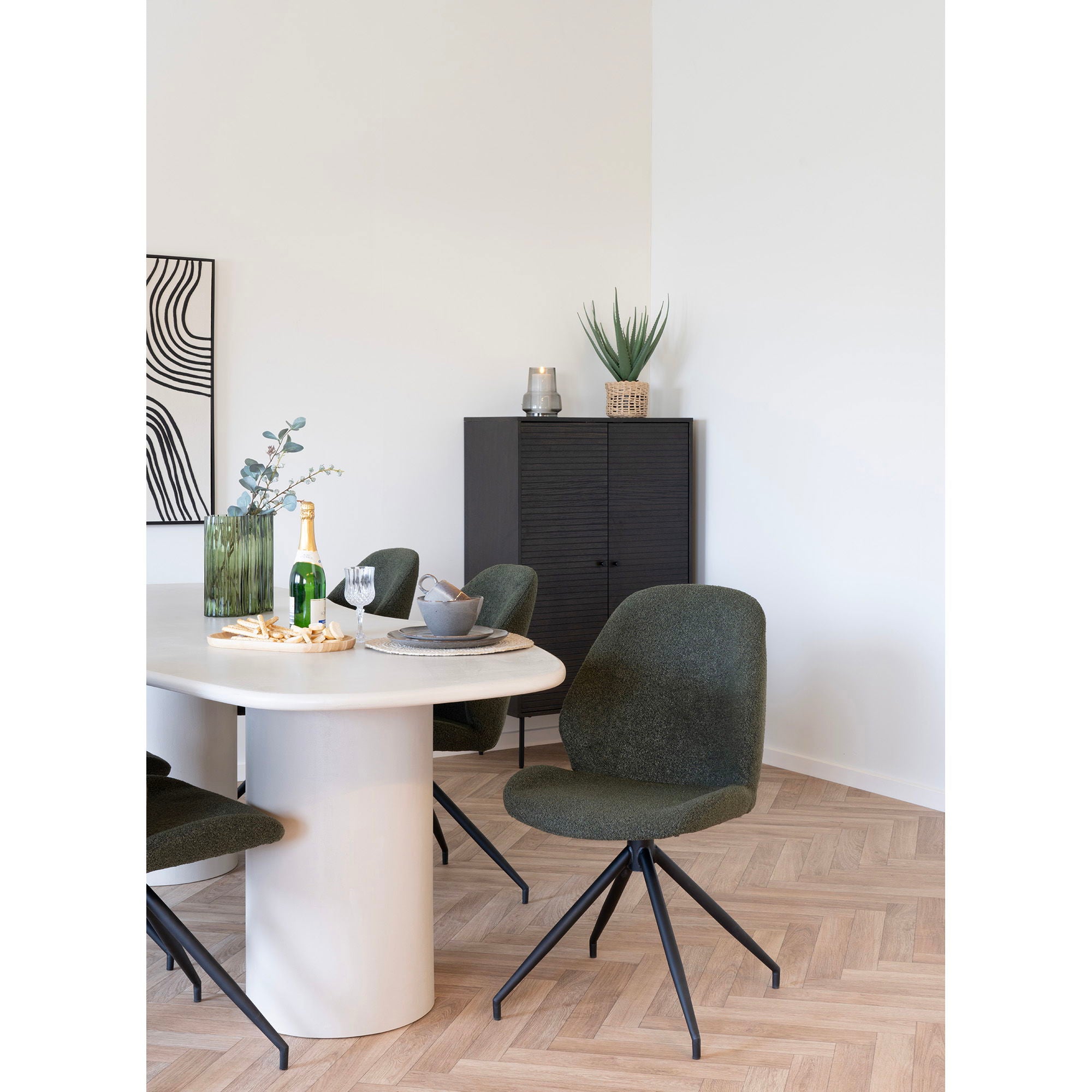 Monte Carlo Esszimmerstuhl 2er Set – Drehbarer Bouclé-Stuhl, 50×60×88 cm