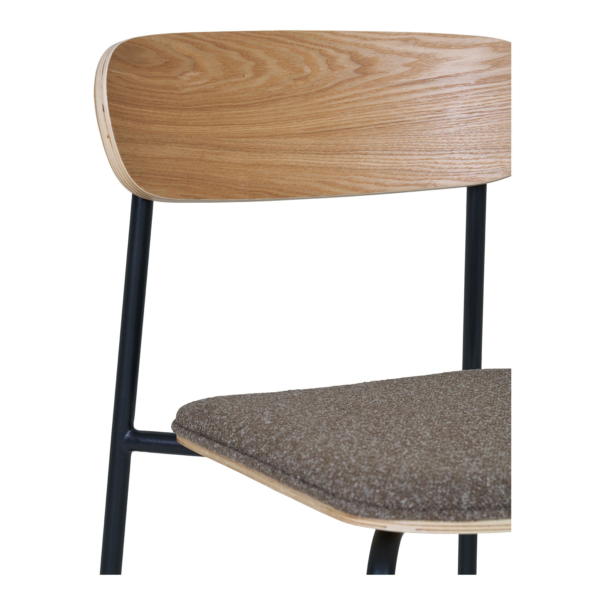 Estepona Esszimmerstuhl 2er Set – Stuhl mit Holzrückenlehne, braunem Sitz und schwarzen Beinen, 47×51×77 cm