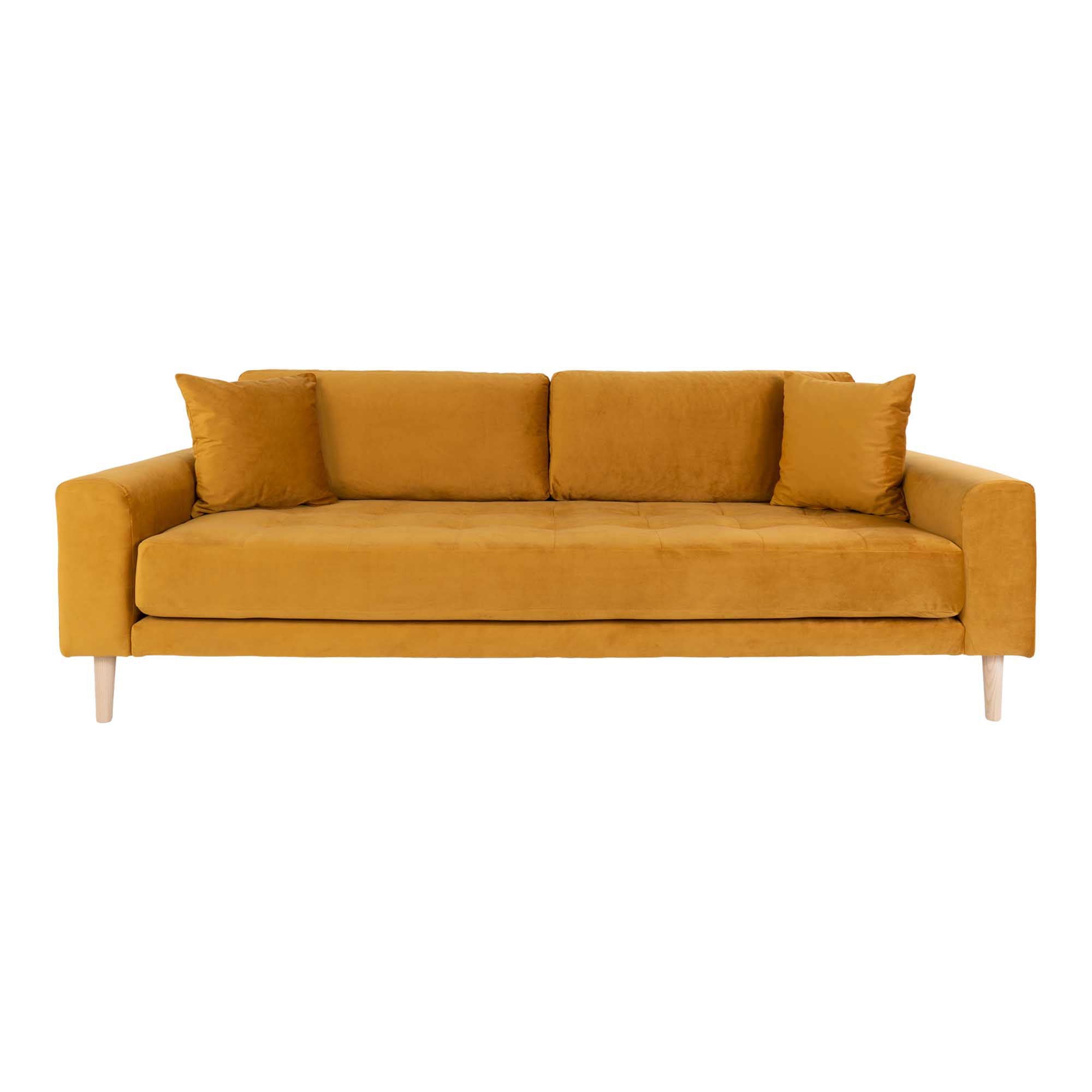 Lido – 3-Sitzer Sofa, mit zwei Kissen und Holzbeinen, 210 × 93 × 76 cm
