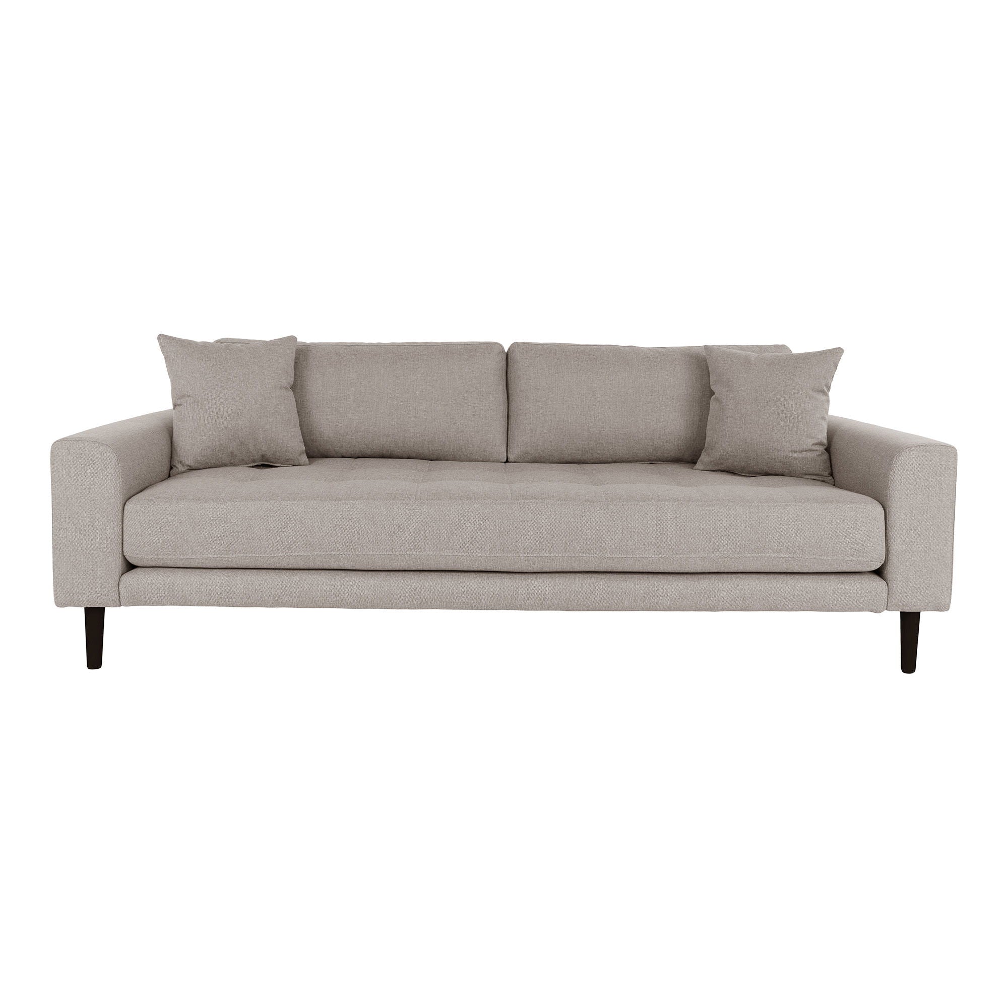 Lido – 3-Sitzer Sofa, mit zwei Kissen und Holzbeinen, 210 × 93 × 76 cm