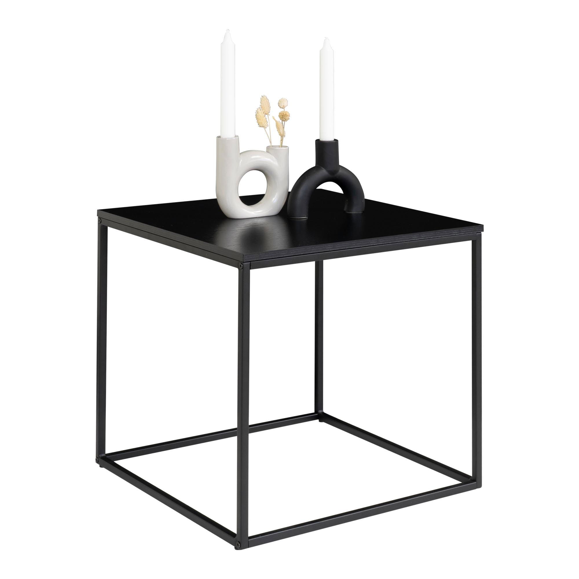 Vita – Beistelltisch in Eichenoptik mit schwarzem Gestell 45×45×45 cm