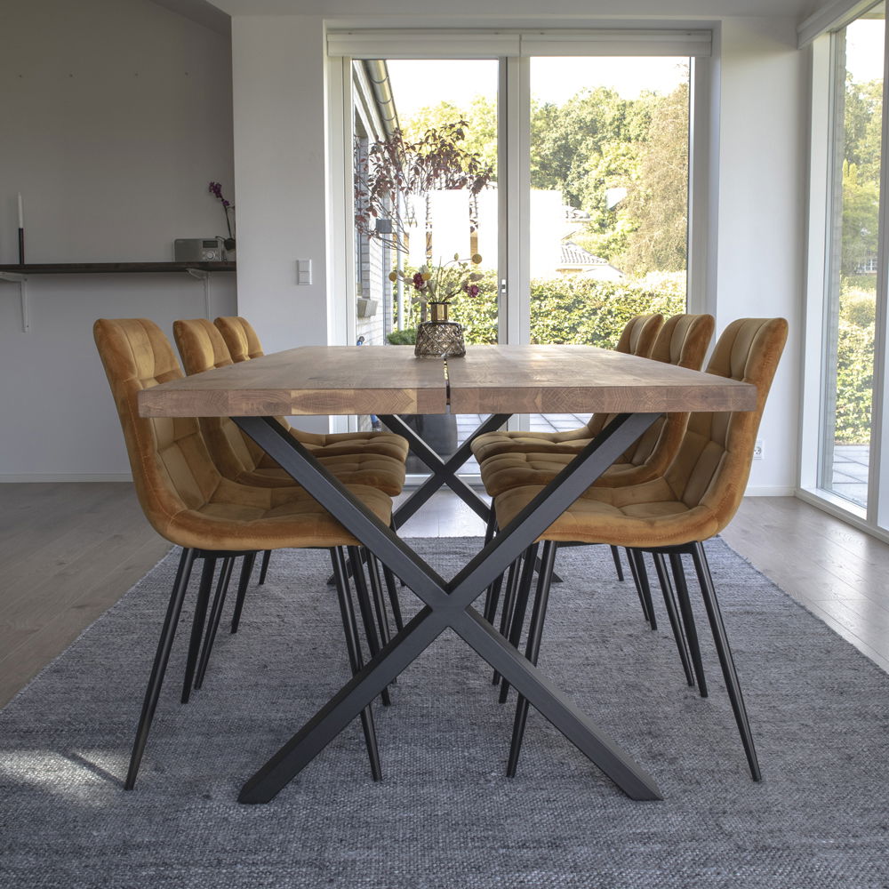 Montpellier – Esstisch, echte Eiche & Stahl, 200 × 95 × 75 cm