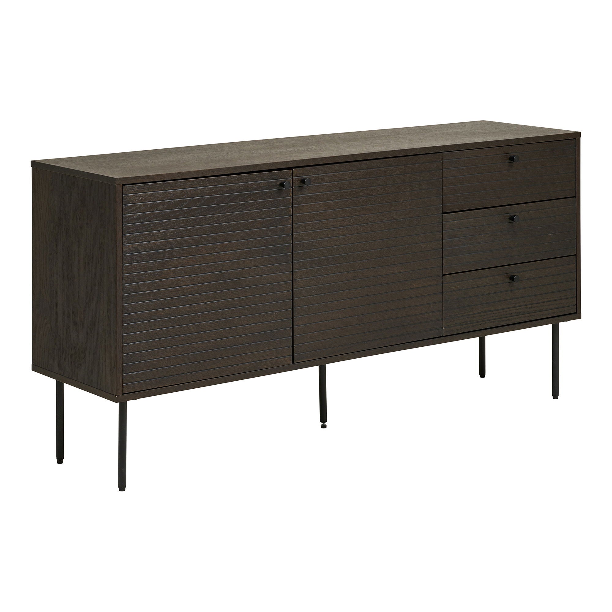 Kyoto – Sideboard mit 3 Schubladen 2 Türen, Eichenfurnier, 150 × 40 × 74 cm