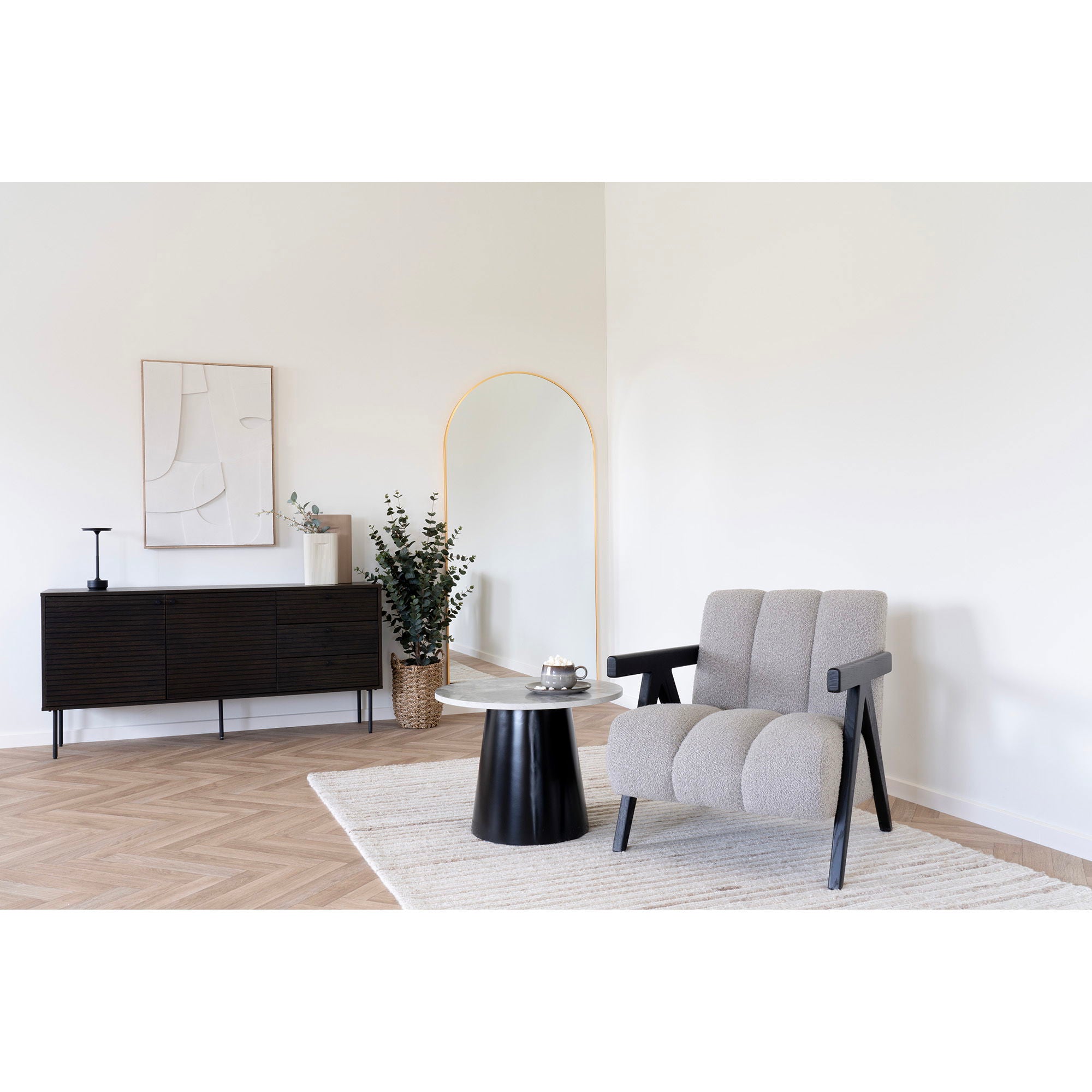 Kyoto – Sideboard mit 3 Schubladen 2 Türen, Eichenfurnier, 150 × 40 × 74 cm