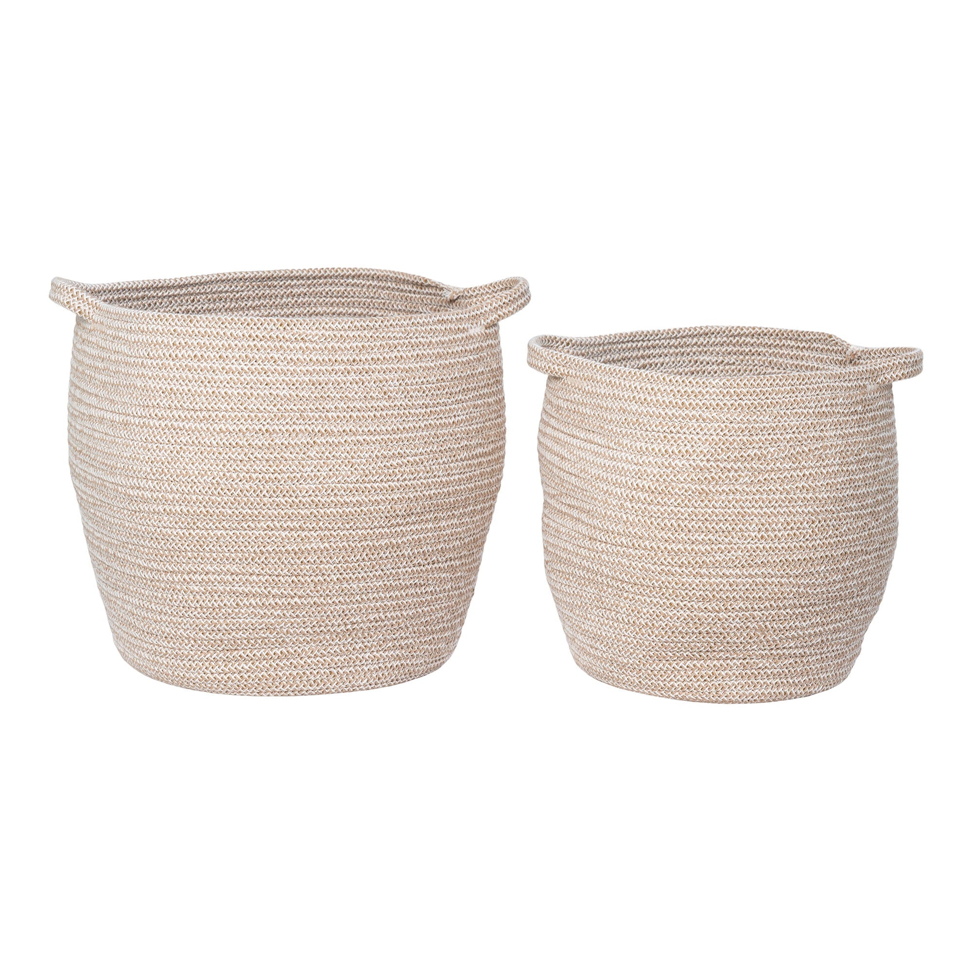 Lamas – Aufbewahrungskörbe aus Baumwolle, beige, Set aus 2