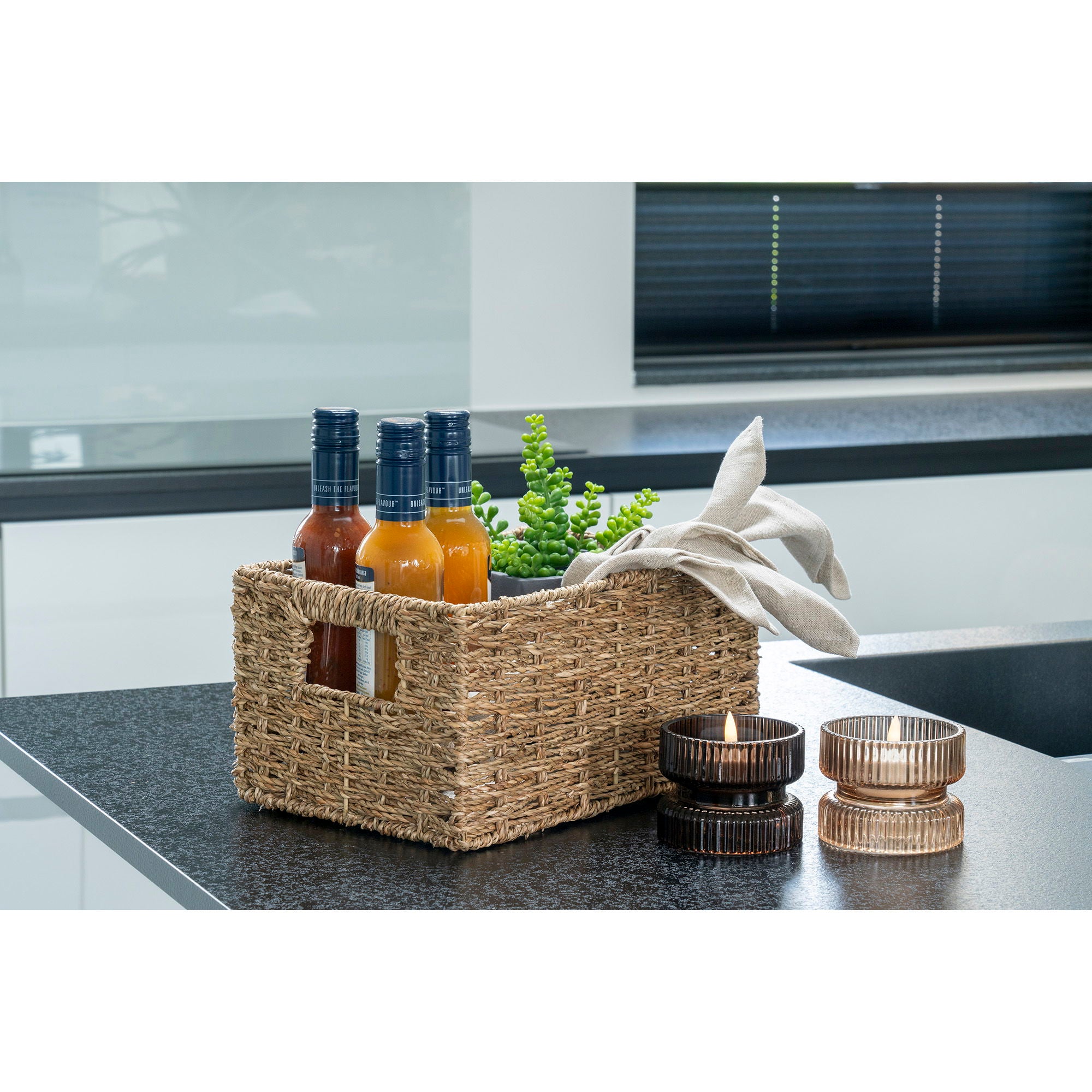 Kerzenhalter, Glas, bernstein/braun, Ø9×7 cm, Set aus 2