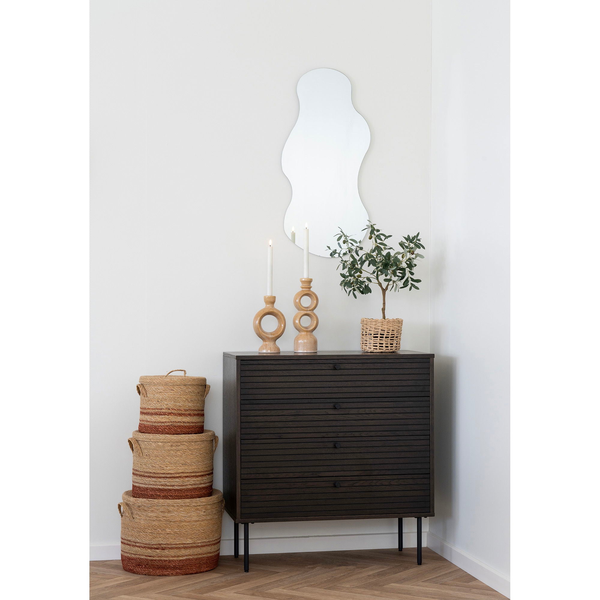 Kerzenhalter aus Keramik, braun, 30,5 cm