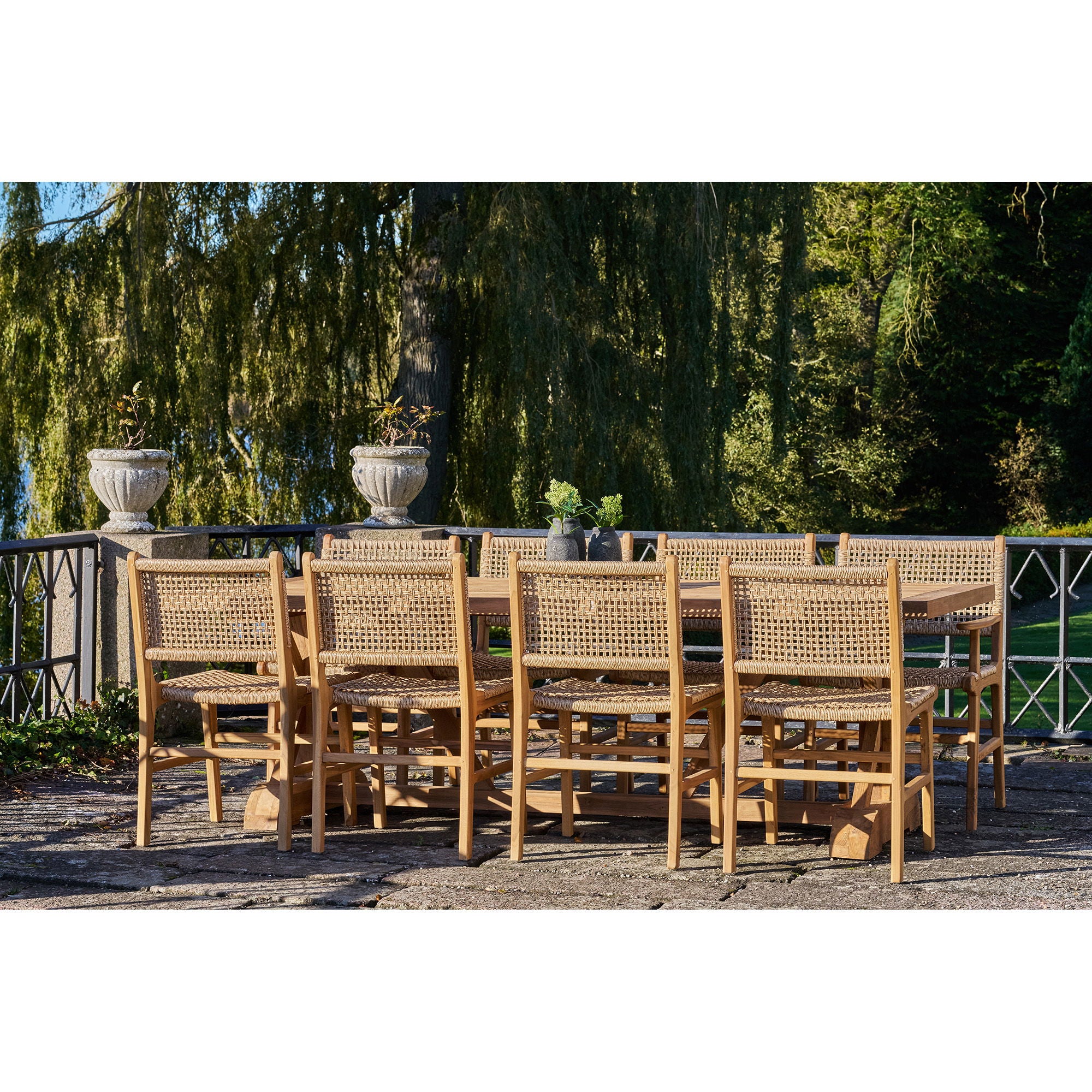 Derby Gartenstuhl 2er Set – Teak & Polyrattan, natur