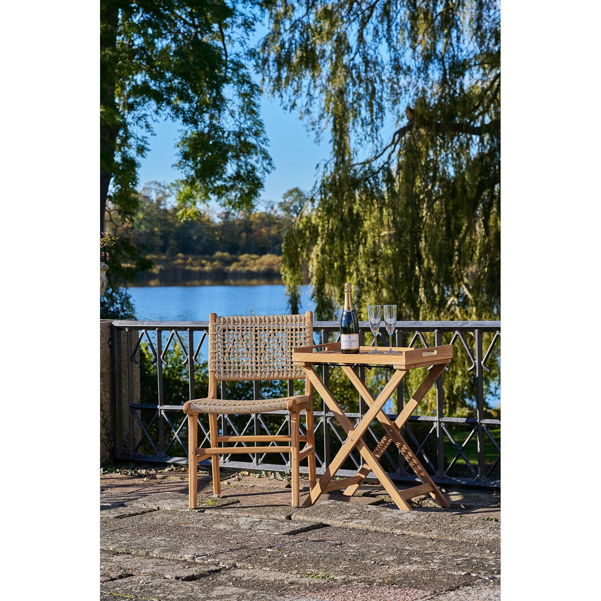 Derby Gartenstuhl 2er Set – Teak & Polyrattan, natur