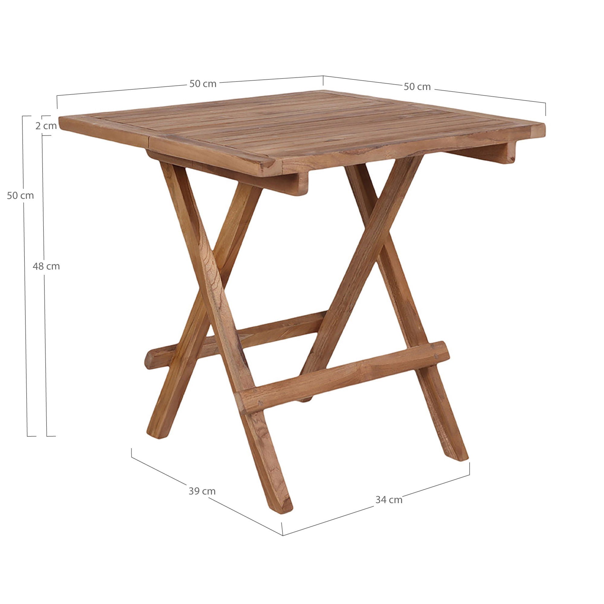 Bilbao Beistelltisch – 50×50 cm, Teakholz, natur